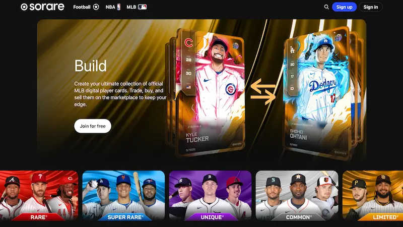 Sorareトップページの大谷翔平