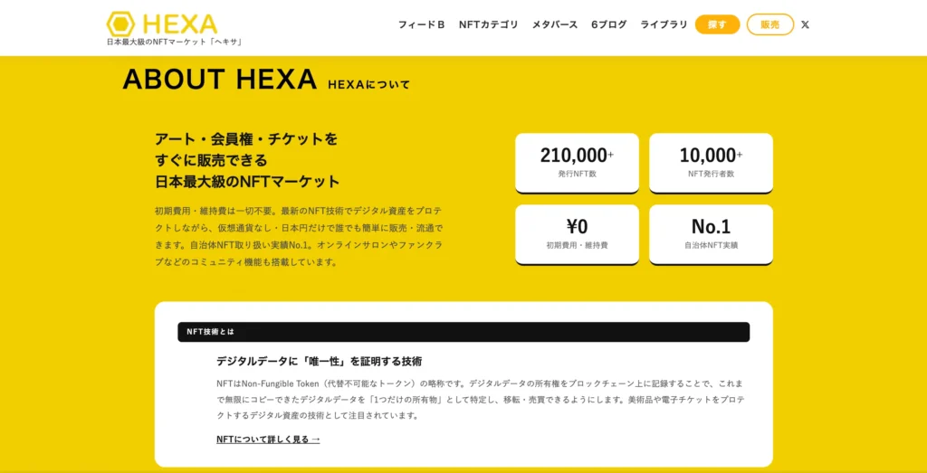 HEXAの特徴や実績を紹介する公式ビジュアル