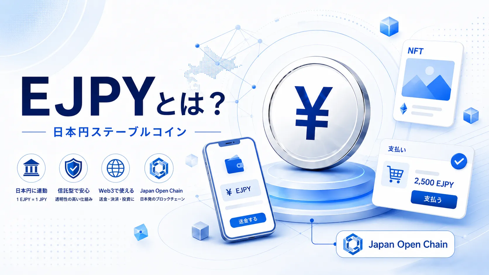 日本円ステーブルコインEJPYをテーマにしたWeb3決済とNFTのイメージ画像