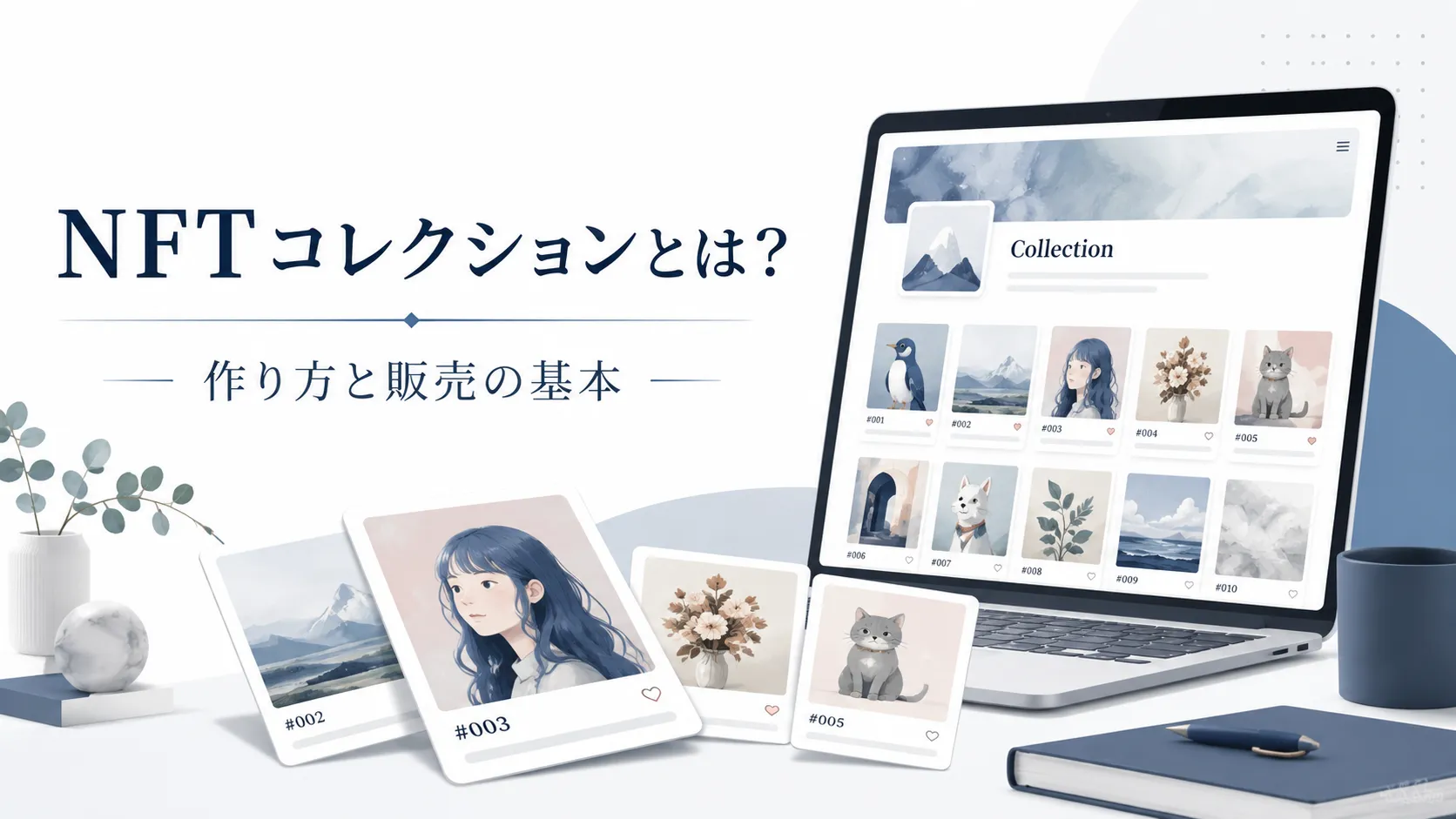 NFTコレクションの作り方と販売の基本を解説する記事のアイキャッチ画像