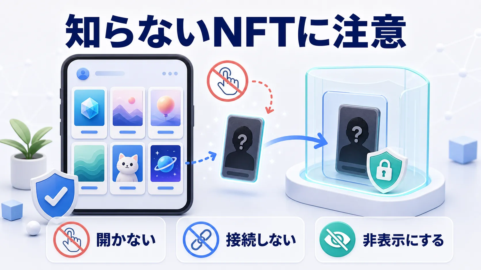 知らないNFTが届いたときに注意するイメージ