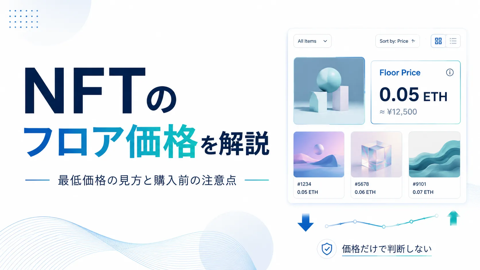 NFTのフロア価格と最低価格の見方を示したアイキャッチ画像